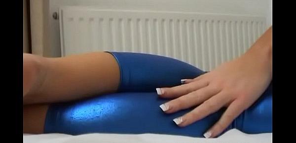  My tight shiny blue spandex makes my ass look incredible